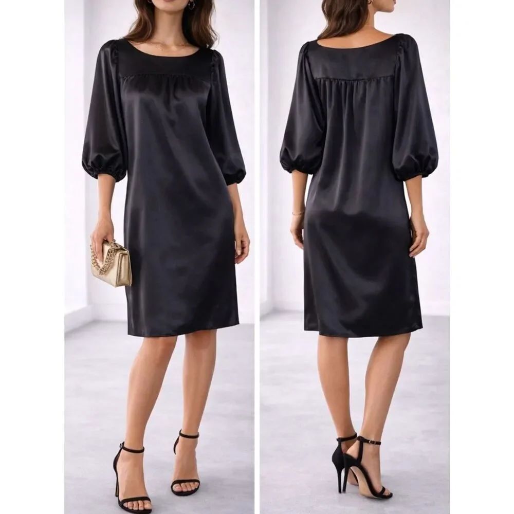 Max & Cleo Satin Balloon Sleeve Midi Dress